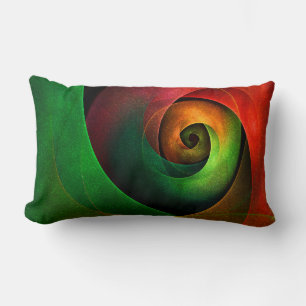 Red Green Floral Modern Abstract Art Pattern #21 Lumbar Cushion