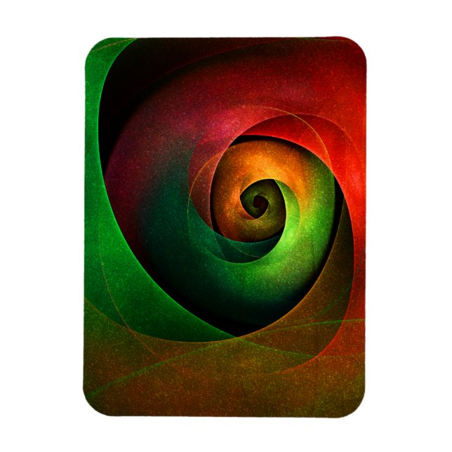 Red Green Floral Modern Abstract Art Pattern #21 Magnet (Vertical)