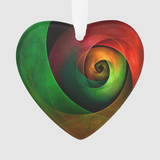 Red Green Floral Modern Abstract Art Pattern #21 Ornament (Front)