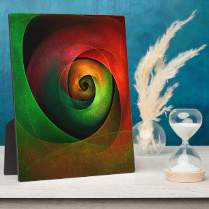 Red Green Floral Modern Abstract Art Pattern #21 Plaque