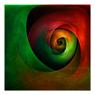 Red Green Floral Modern Abstract Art Pattern #21 Poster