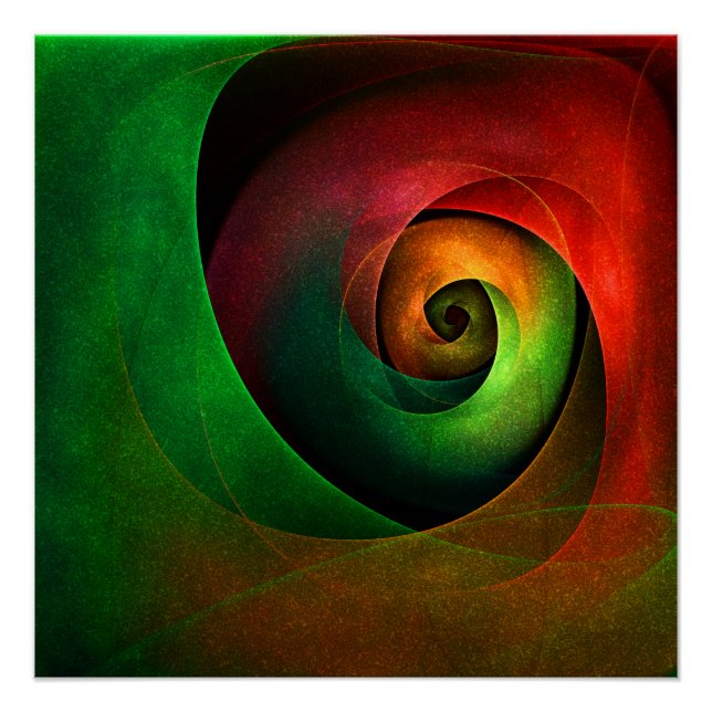 Red Green Floral Modern Abstract Art Pattern #21 Poster (Front)