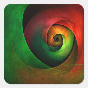 Red Green Floral Modern Abstract Art Pattern #21 Square Sticker