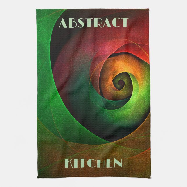 Red Green Floral Modern Abstract Art Pattern #21 Tea Towel (Vertical)