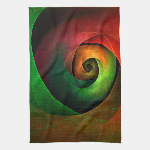 Red Green Floral Modern Abstract Art Pattern #21 Tea Towel