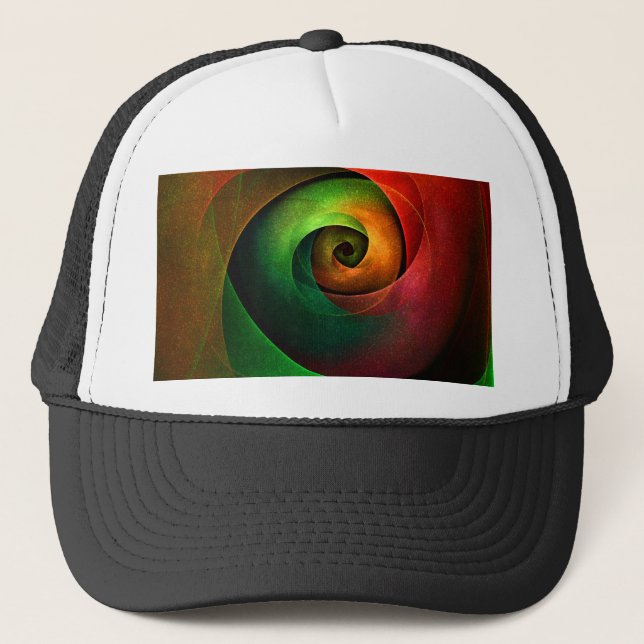 Red Green Floral Modern Abstract Art Pattern #21 Trucker Hat (Front)