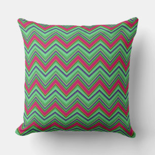 Red green geometric zigzag pattern Cushion