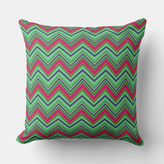  Red green geometric zigzag pattern Cushion (Front)