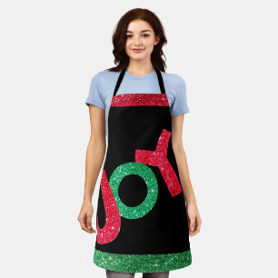 Red Green Glitter Mum Girlfriend Christmas Joy Apron