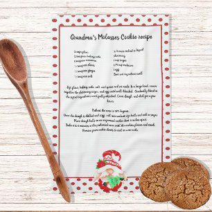 Red Green Gnome Christmas Tree Recipe keepsake Kit Tea Towel