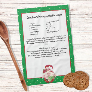 Red Green Gnome Christmas Tree Recipe keepsake Tea Towel