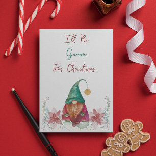 Red Green Gnome Holly Berry Poinsettia watercolor Invitation
