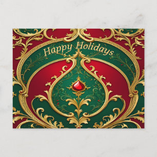 Red Green Gold Christmas Holiday Postcard