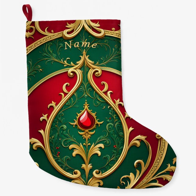 Red Green Gold Christmas Holiday Stocking (Front)