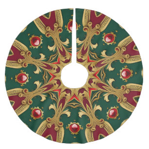 Red Green Gold Christmas Holiday Tree Skirt