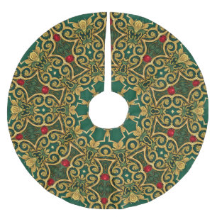 Red Green Gold Christmas Holiday Tree Skirt