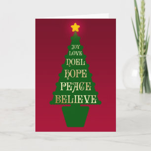 Red, Green, Gold Christmas Tree Card