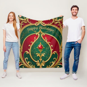 Red Green Gold Holiday Fleece Blanket