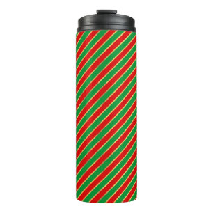 RED GREEN GOLD HOLIDAY PATTERNS THERMAL TUMBLER