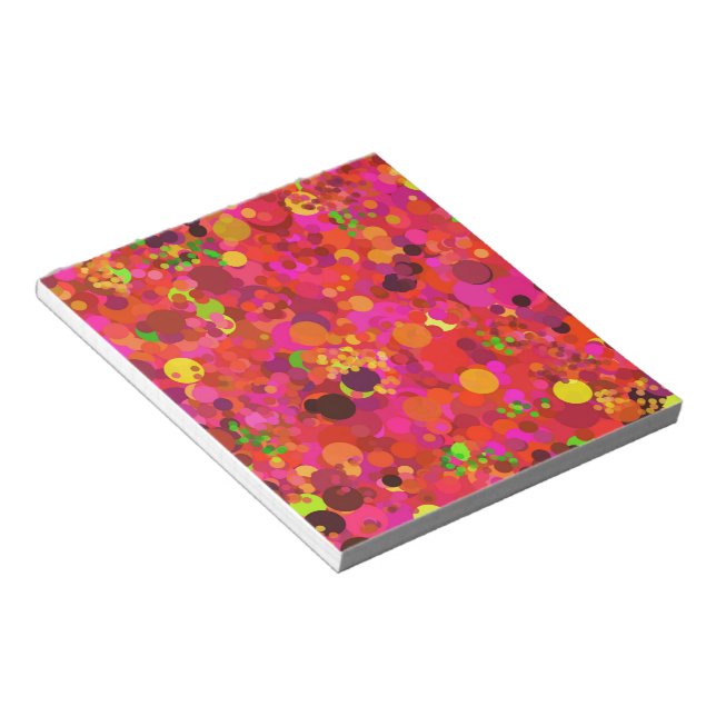Red Green Gold & Pink Dots Colourful Pattern Notepad (Angled)