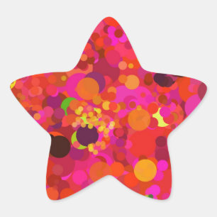 Red Green Gold & Pink Dots Pattern Abstract Star Sticker