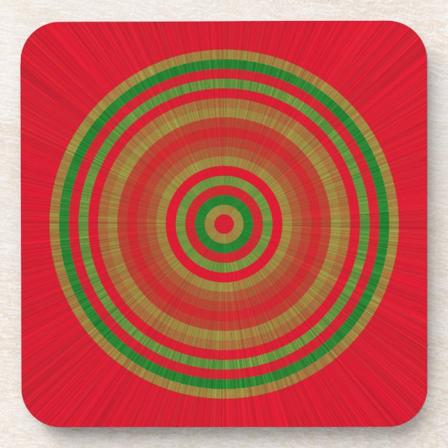 Red Green Gold Rings Coaster (Front)
