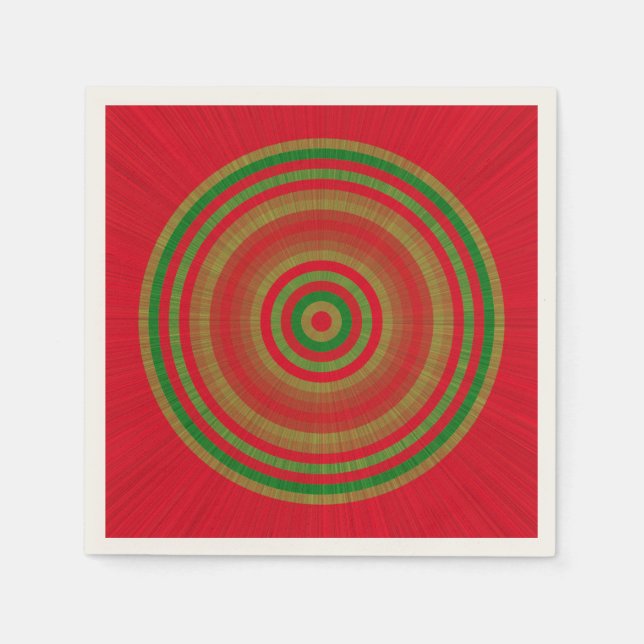 Red Green Gold Rings Napkin (Front)