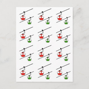 Red & green gondolas holiday card