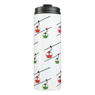Red & green gondolas on thermal tumblers