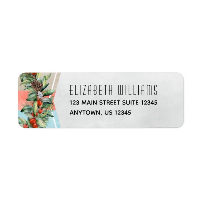 Red Green Grey Christmas Return Address Label (Front)