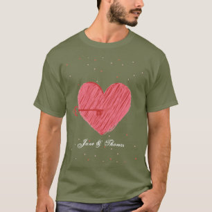 Red Green Heart Cute Romance Modern Valentines Day T-Shirt