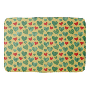 Red & Green Hearts Bath Mat
