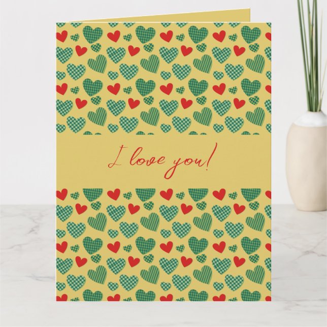 Red & Green Hearts Card (Front)