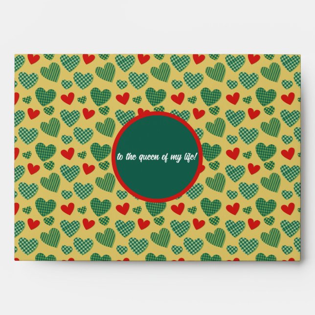 Red & Green Hearts Envelope (Front)