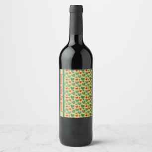 Red & Green Hearts Wine Label