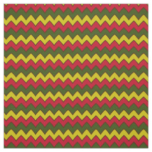 Red Green Hippie Chevron ZigZag Boho Pattern Fabric