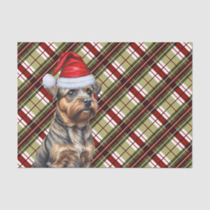 Red Green Holiday Plaid Christmas Border Terrier Tissue Paper