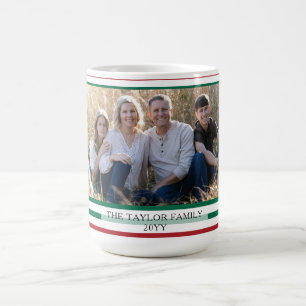 Red Green Horizontal Stripes Classic Striped Photo Coffee Mug