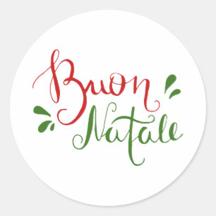 Red Green Italian Merry Christmas Classic Round Sticker
