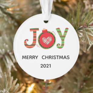 Red Green Joy Christmas Holiday Ornament