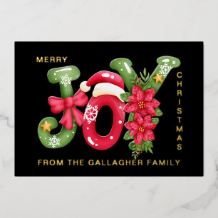 Red Green Joy Letters Illustration Photo Christmas Foil Holiday Card