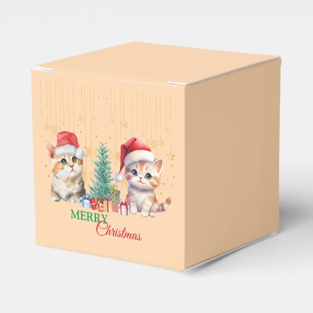 Red Green kitten cat Santa Merry Christmas Party  Favour Box (Front Side)
