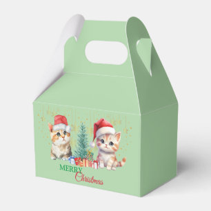 Red Green kitten cat Santa Merry Christmas Party  Favour Box