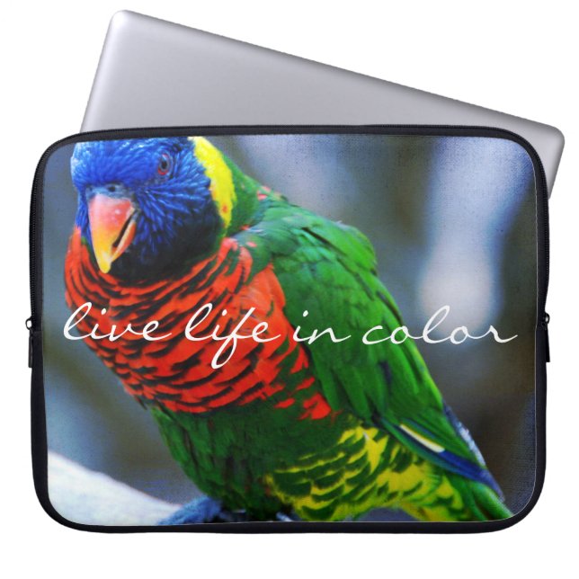 Red Green Lorikeet Bird Photo Live Life in Colour Laptop Sleeve (Front)