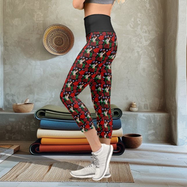 Red Green Masquerade Venetian  Capri Leggings (Creator Uploaded)