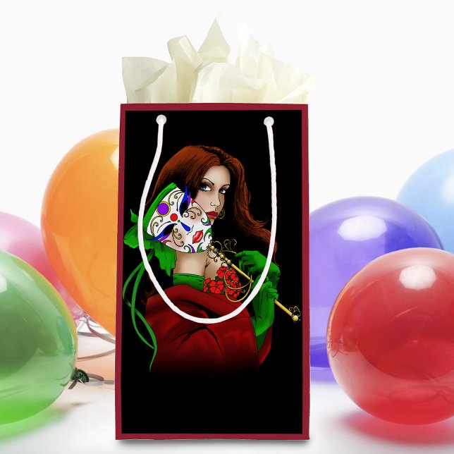 Red Green Masquerade Venetian Small Gift Bag (Creator Uploaded)