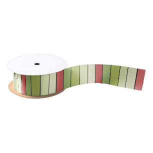 Red Green Melon Colour Stripes On Watercolor Paper Satin Ribbon