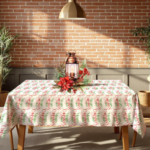 Red & Green Merry Christmas Retro Typography Tablecloth