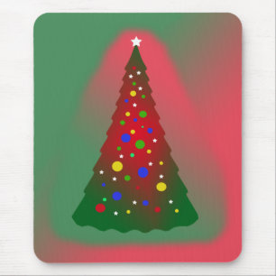 Red Green Merry Christmas Tree Mouse Pad