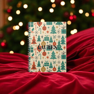 Red Green Mid Century Modern Holiday Notebook